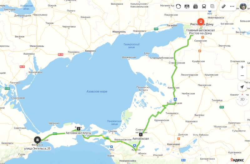 Ростов-на-Дону - Феодосия карта