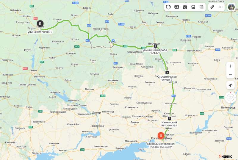 Ростов-на-Дону - Гомель карта