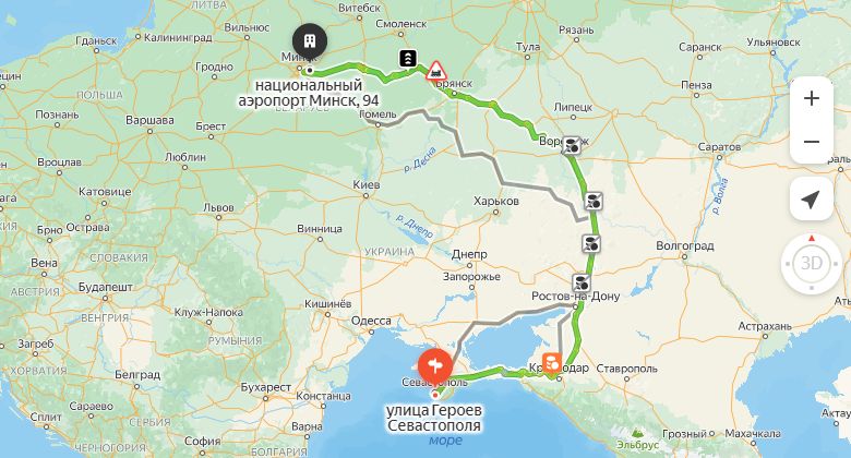 маршрут автобуса Севастополь - Минск