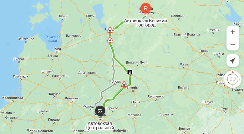 маршрут автобуса Великий Новгород - Минск