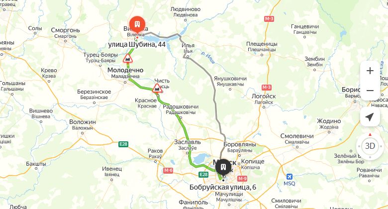 маршрут автобуса Вилейка - Минск