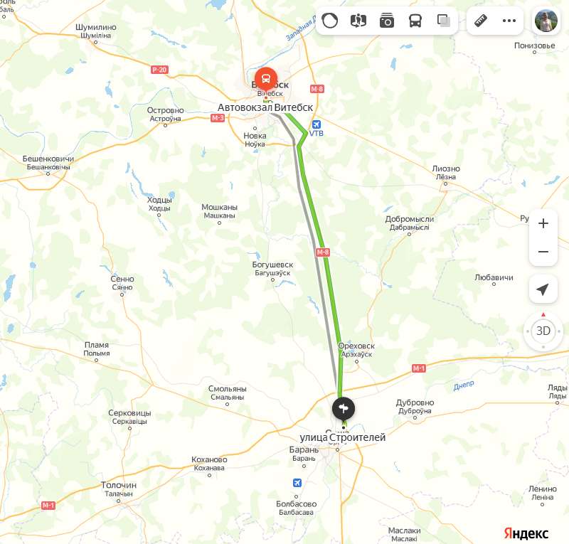 Витебск - Орша карта