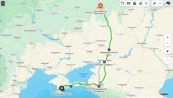 маршрут автобуса Воронеж - Ялта