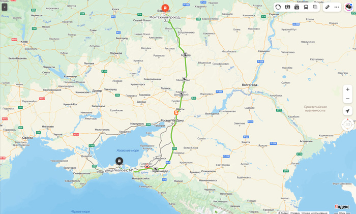 маршрут автобуса Воронеж - Курск