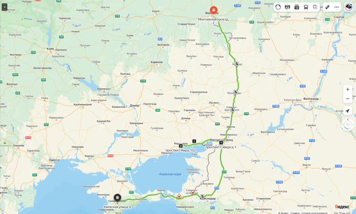 маршрут автобуса Воронеж - Симферополь