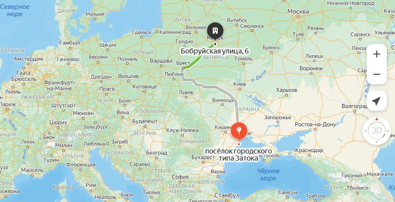 маршрут автобуса Затока - Минск