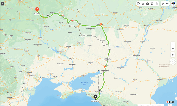 маршрут автобуса Жлобин - Архипо-Осиповка