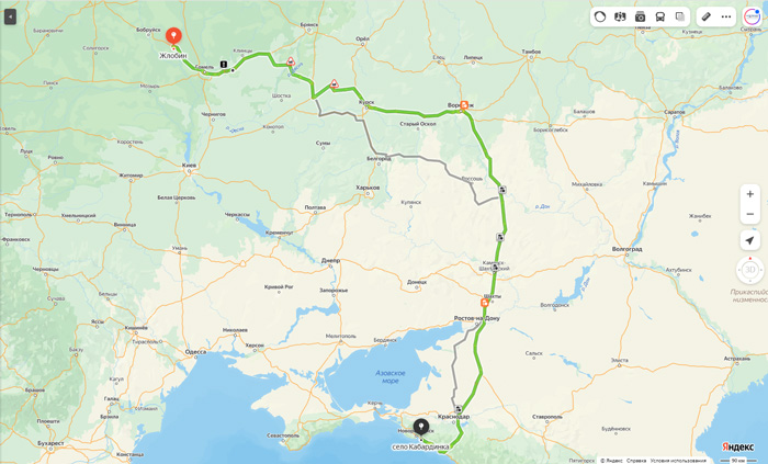 маршрут автобуса Жлобин - Кабардинка