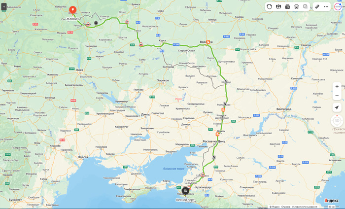 маршрут автобуса Жлобин - Новороссийск