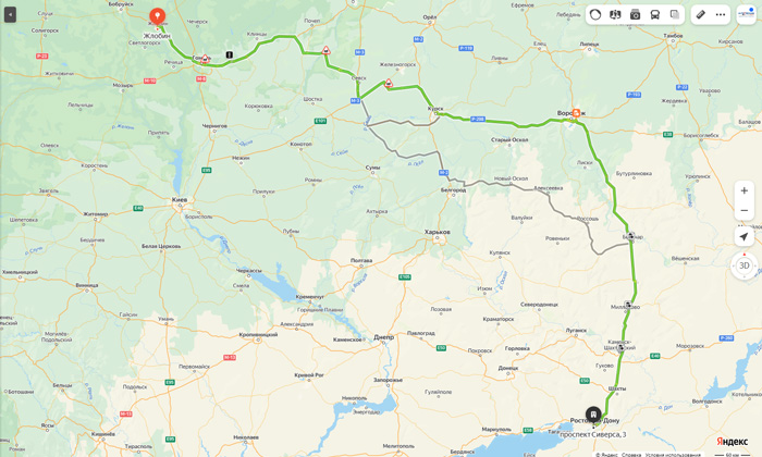 маршрут автобуса Жлобин - Ростов-на-Дону